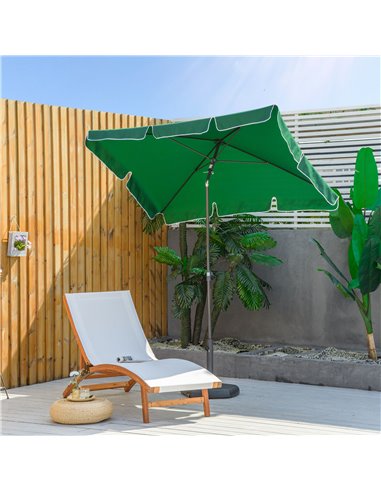 Outsunny Aluminium Sun Umbrella Parasol Patio Garden Rectangular Tilt 2M x 1.25M Green 84D-016GN