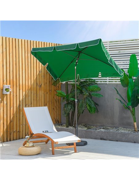 Outsunny Aluminium Sun Umbrella Parasol Patio Garden Rectangular Tilt 2M x 1.25M Green 84D-016GN - pic 50147 | FastDaddyshop