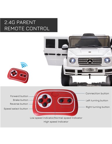 HOMCOM Compatible 12V Battery-powered Kids Electric Ride On Car Mercedes Benz G500 Toy with Parental Remote Control Music Lights