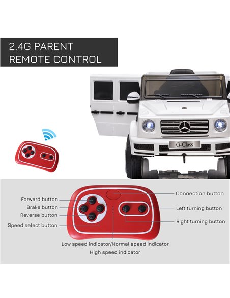 HOMCOM Compatible 12V Battery-powered Kids Electric Ride On Car Mercedes Benz G500 Toy with Parental Remote Control Music Lights - pic 5015 | FastDaddyshop