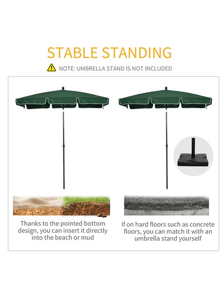 Outsunny Aluminium Sun Umbrella Parasol Patio Garden Rectangular Tilt 2M x 1.25M Green 84D-016GN - pic 50151 | FastDaddyshop