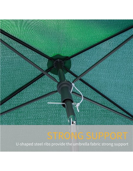 Outsunny Aluminium Sun Umbrella Parasol Patio Garden Rectangular Tilt 2M x 1.25M Green 84D-016GN - pic 50152 | FastDaddyshop