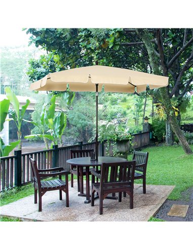 Outsunny Aluminium Sun Umbrella Parasol Patio Garden Rectangular Tilt 2M x 1.25M Beige 84D-016BG