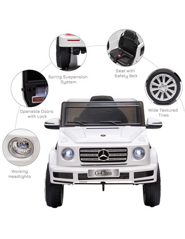 HOMCOM Compatible 12V Battery-powered Kids Electric Ride On Car Mercedes Benz G500 Toy with Parental Remote Control Music Lights