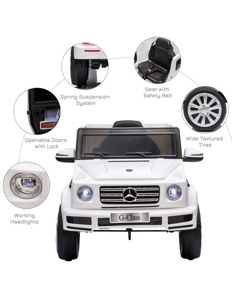 HOMCOM Compatible 12V Battery-powered Kids Electric Ride On Car Mercedes Benz G500 Toy with Parental Remote Control Music Lights - pic 5016 | FastDaddyshop