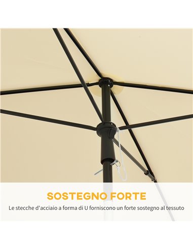Outsunny Aluminium Sun Umbrella Parasol Patio Garden Rectangular Tilt 2M x 1.25M Beige 84D-016BG