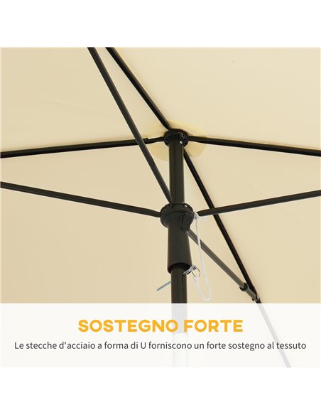 Outsunny Aluminium Sun Umbrella Parasol Patio Garden Rectangular Tilt 2M x 1.25M Beige 84D-016BG - pic 50161 | FastDaddyshop