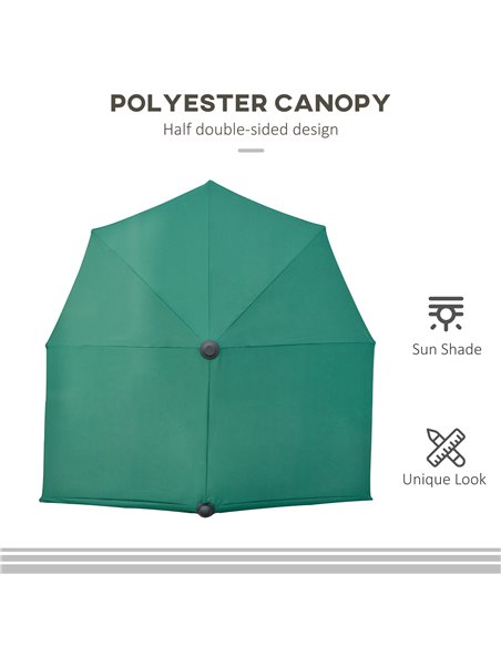 Outsunny 2m Half Parasol Market Umbrella Garden Balcony Parasol with Crank Handle, Cross Base, Double-Sided Canopy, Dark Green 8 - pic 50170 | FastDaddyshop