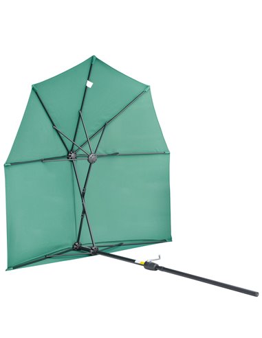 Outsunny 2m Half Parasol Market Umbrella Garden Balcony Parasol with Crank Handle, Cross Base, Double-Sided Canopy, Dark Green 8