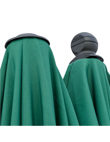 Outsunny 2m Half Parasol Market Umbrella Garden Balcony Parasol with Crank Handle, Cross Base, Double-Sided Canopy, Dark Green 8