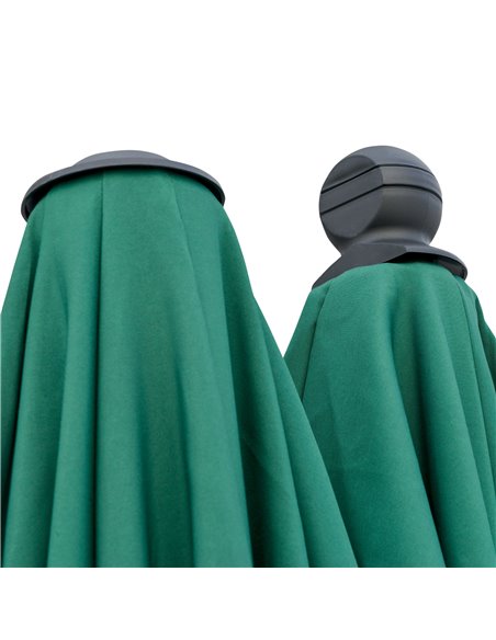 Outsunny 2m Half Parasol Market Umbrella Garden Balcony Parasol with Crank Handle, Cross Base, Double-Sided Canopy, Dark Green 8 - pic 50172 | FastDaddyshop