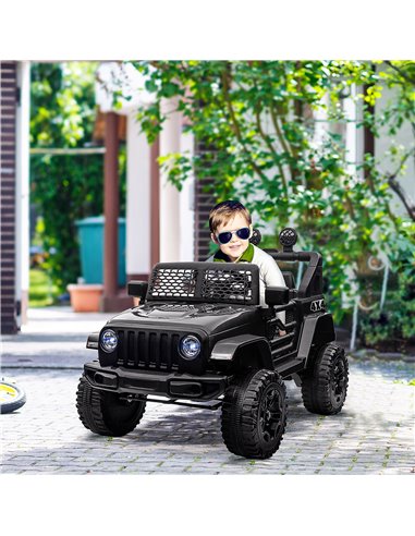 HOMCOM 12V Battery-powered 2 Motors Kids Electric Ride On Car Truck Off-road Toy with Parental Remote Control Horn Lights for 3-