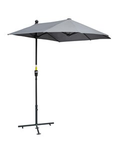 Outsunny 2m Half Parasol Market Umbrella, Dark Grey 84D-175CG