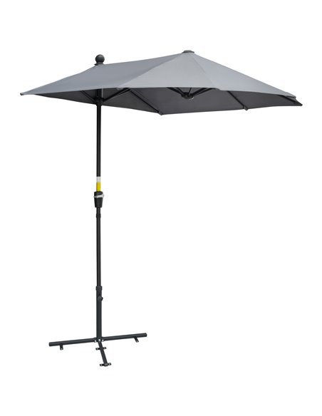 Outsunny 2m Half Parasol Market Umbrella, Dark Grey 84D-175CG - pic 50191 | FastDaddyshop
