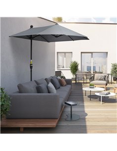 Outsunny 2m Half Parasol Market Umbrella, Dark Grey 84D-175CG 2