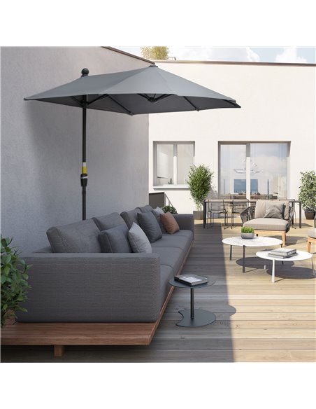 Outsunny 2m Half Parasol Market Umbrella Garden Balcony Parasol with Crank Handle, Cross Base, Double-Sided Canopy, Dark Grey 84 - pic 50192 | FastDaddyshop