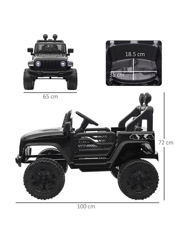 HOMCOM 12V Battery-powered 2 Motors Kids Electric Ride On Car Truck Off-road Toy with Parental Remote Control Horn Lights for 3-