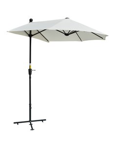 Outsunny 2m Half Parasol Market Umbrella, Cream White 84D-175CW