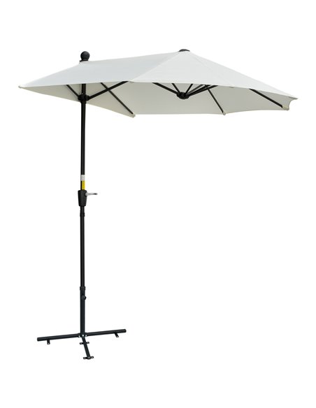 Outsunny 2m Half Parasol Market Umbrella, Cream White 84D-175CW - pic 50200 | FastDaddyshop