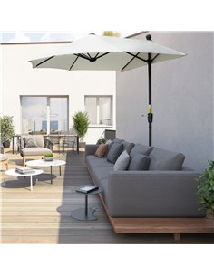 Outsunny 2m Half Parasol Market Umbrella, Cream White 84D-175CW 2