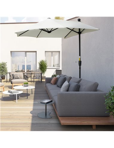 Outsunny 2m Half Parasol Market Umbrella, Cream White 84D-175CW