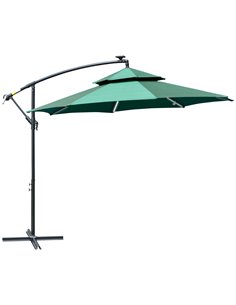 Outsunny 3(m) Cantilever Parasol Banana Hanging Umbrella, Green 84D-180GN