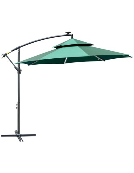 Outsunny 3(m) Cantilever Parasol Banana Hanging Umbrella, Green 84D-180GN - pic 50209 | FastDaddyshop