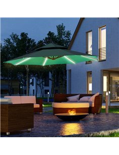 Outsunny 3(m) Cantilever Parasol Banana Hanging Umbrella, Green 84D-180GN 2