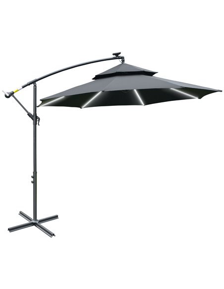Outsunny 3(m) Cantilever Banana Parasol Hanging Umbrella, Black 84D-180BK - pic 50218 | FastDaddyshop