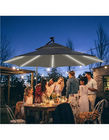 Outsunny 3(m) Cantilever Banana Parasol Hanging Umbrella, Black 84D-180BK