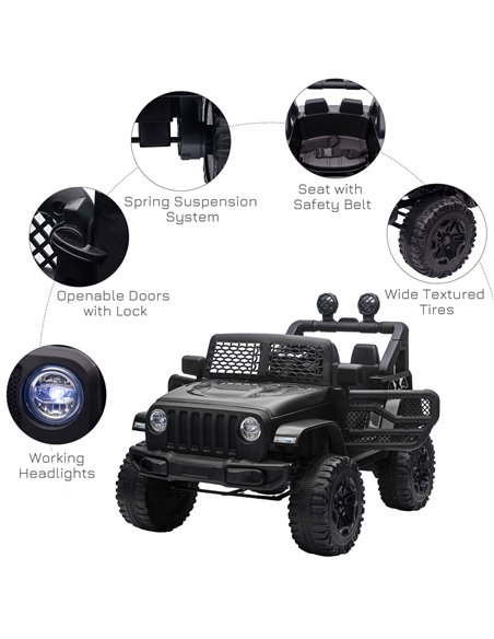 HOMCOM 12V Battery-powered 2 Motors Kids Electric Ride On Car Truck Off-road Toy with Parental Remote Control Horn Lights for 3- - pic 5022 | FastDaddyshop