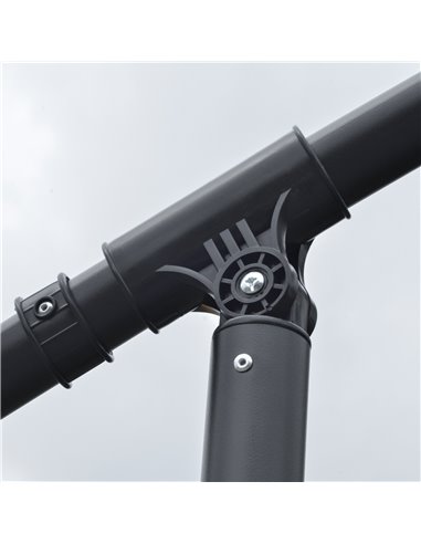 Outsunny 3(m) Cantilever Banana Parasol Hanging Umbrella with Double Roof, LED Solar lights, Crank, 8 Sturdy Ribs and Cross Base