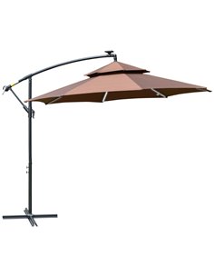 Outsunny 3(m) Cantilever Parasol Banana Hanging Umbrella, Coffee 84D-180CF