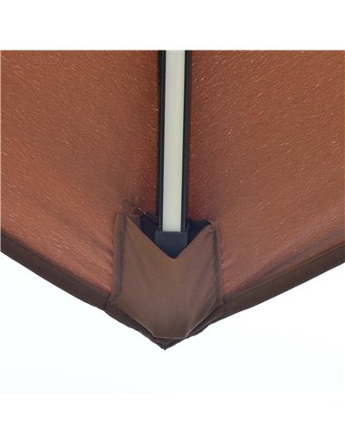 Outsunny 3(m) Cantilever Parasol Banana Hanging Umbrella with Double Roof, LED Solar lights, Crank, 8 Sturdy Ribs and Cross Base