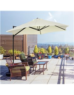 Outsunny 2.5M Garden Cantilever Parasol, Roma Patio Umbrella, Beige 84D-209V00BG 2