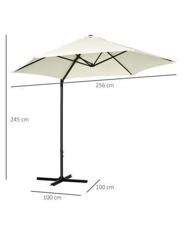 Outsunny 2.5M Garden Cantilever Parasol with 360° Rotation, Offset Roma Patio Umbrella Hanging Sun Shade Canopy Shelter with Cro