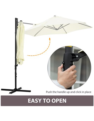 Outsunny 2.5M Garden Cantilever Parasol with 360° Rotation, Offset Roma Patio Umbrella Hanging Sun Shade Canopy Shelter with Cro