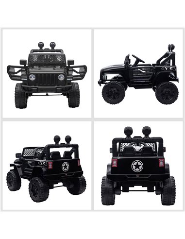 HOMCOM 12V Battery-powered 2 Motors Kids Electric Ride On Car Truck Off-road Toy with Parental Remote Control Horn Lights for 3-