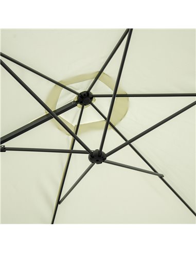 Outsunny 2.5M Garden Cantilever Parasol with 360° Rotation, Offset Roma Patio Umbrella Hanging Sun Shade Canopy Shelter with Cro