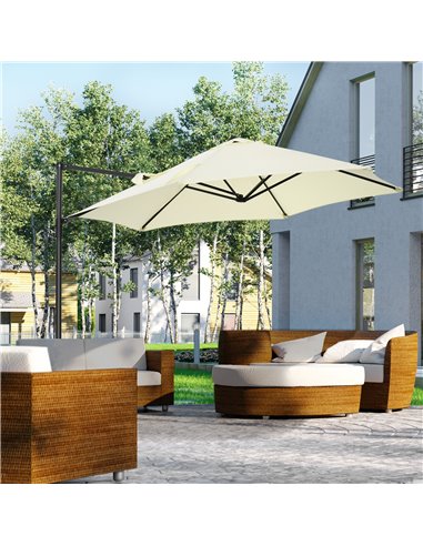 Outsunny 2.5M Garden Cantilever Parasol with 360° Rotation, Offset Roma Patio Umbrella Hanging Sun Shade Canopy Shelter with Cro