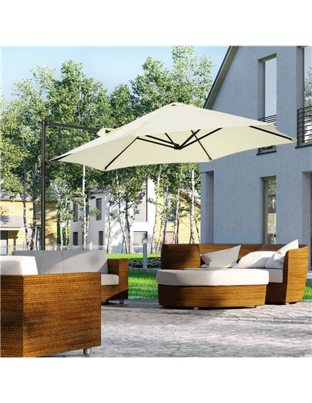Outsunny 2.5M Garden Cantilever Parasol with 360° Rotation, Offset Roma Patio Umbrella Hanging Sun Shade Canopy Shelter with Cro - pic 50253 | FastDaddyshop