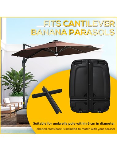 Outsunny 7kg Outdoor Umbrella Base Portable Umbrella Stand Weights for Cantilever Banana Parasol w/ Wheels, Water and Sand Fille