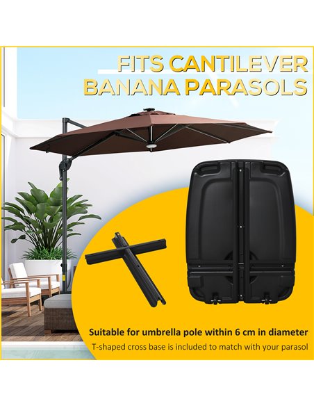 Outsunny 7kg Outdoor Umbrella Base Portable Umbrella Stand Weights for Cantilever Banana Parasol w/ Wheels, Water and Sand Fille - pic 50257 | FastDaddyshop