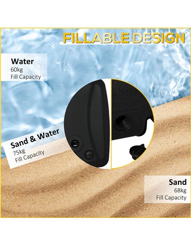Outsunny 7kg Outdoor Umbrella Base Portable Umbrella Stand Weights for Cantilever Banana Parasol w/ Wheels, Water and Sand Fille