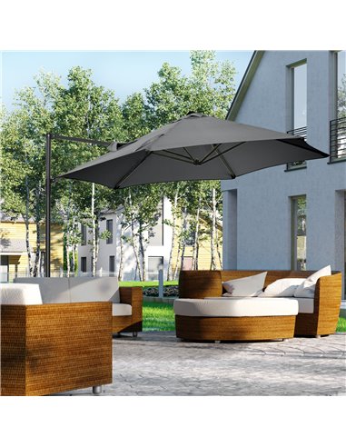 Outsunny 2.5M Garden Cantilever Parasol with 360° Rotation, Offset Roma Patio Umbrella Hanging Sun Shade Canopy Shelter with Cro