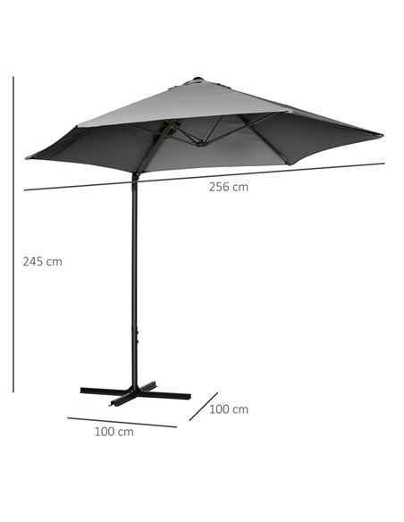 Outsunny 2.5M Garden Cantilever Parasol with 360° Rotation, Offset Roma Patio Umbrella Hanging Sun Shade Canopy Shelter with Cro - pic 50265 | FastDaddyshop