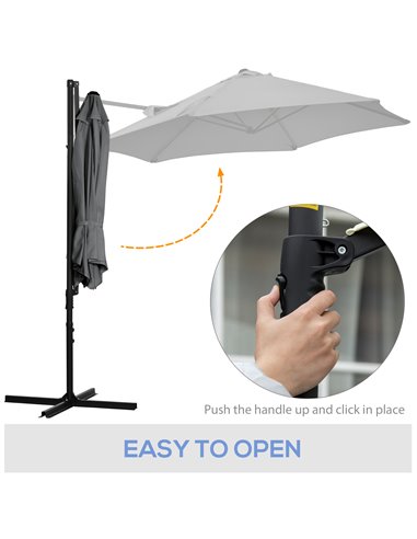Outsunny 2.5M Garden Cantilever Parasol with 360° Rotation, Offset Roma Patio Umbrella Hanging Sun Shade Canopy Shelter with Cro