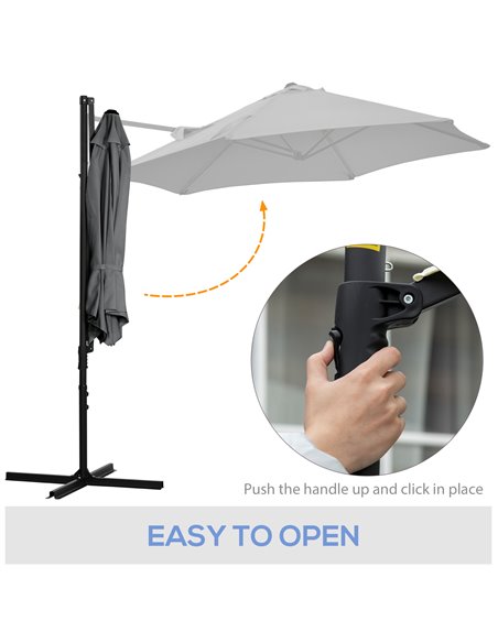 Outsunny 2.5M Garden Cantilever Parasol with 360° Rotation, Offset Roma Patio Umbrella Hanging Sun Shade Canopy Shelter with Cro - pic 50266 | FastDaddyshop