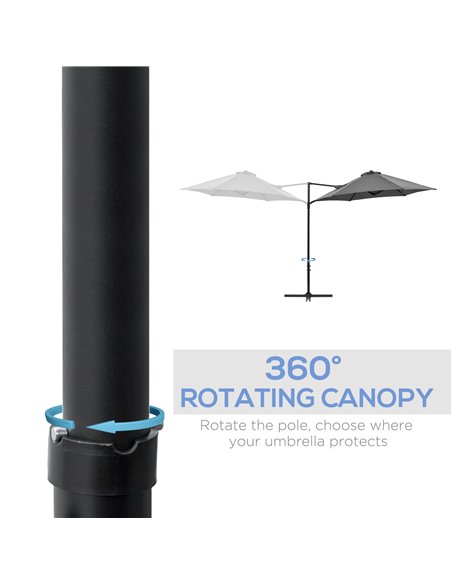 Outsunny 2.5M Garden Cantilever Parasol with 360° Rotation, Offset Roma Patio Umbrella Hanging Sun Shade Canopy Shelter with Cro - pic 50267 | FastDaddyshop