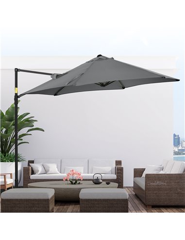 Outsunny 2.5M Garden Cantilever Parasol with 360° Rotation, Offset Roma Patio Umbrella Hanging Sun Shade Canopy Shelter with Cro